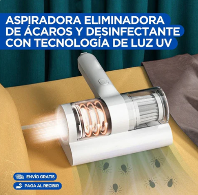 Aspiradora Recargable Eliminadora de Ácaros y Alergías con Técnología de Luz UV.